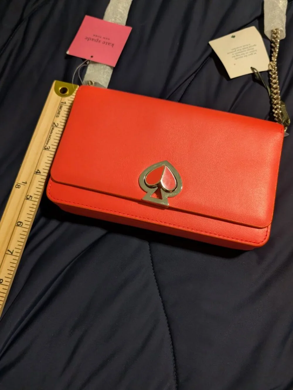 Kate Spade Nicola twistlock bag/chainwallet NWT Orange Gold Chain Strap
